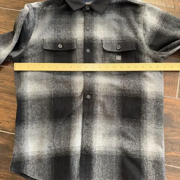 Roark Nordsman Classic Fit Charcoal Plaid Flannel Shirt Jacket w/ Elbow Patches - Picture 12 of 16